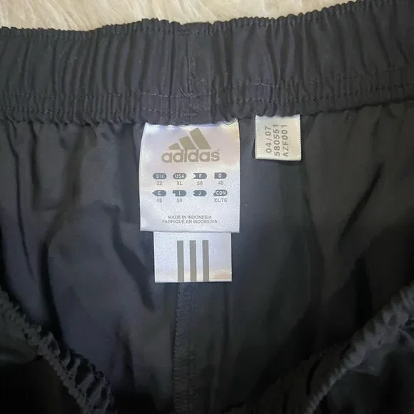 Y2K Adidas Black Neon Green Track Pants Nylon Elastic Size XL Climacool Rare - Picture 3 of 7